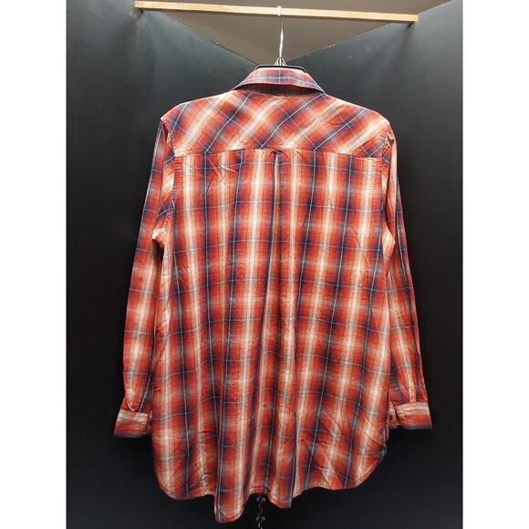 Ladies Ariat Real RN105037 Size US XL Flannel Style Red Orange Cream - Picture 4 of 7